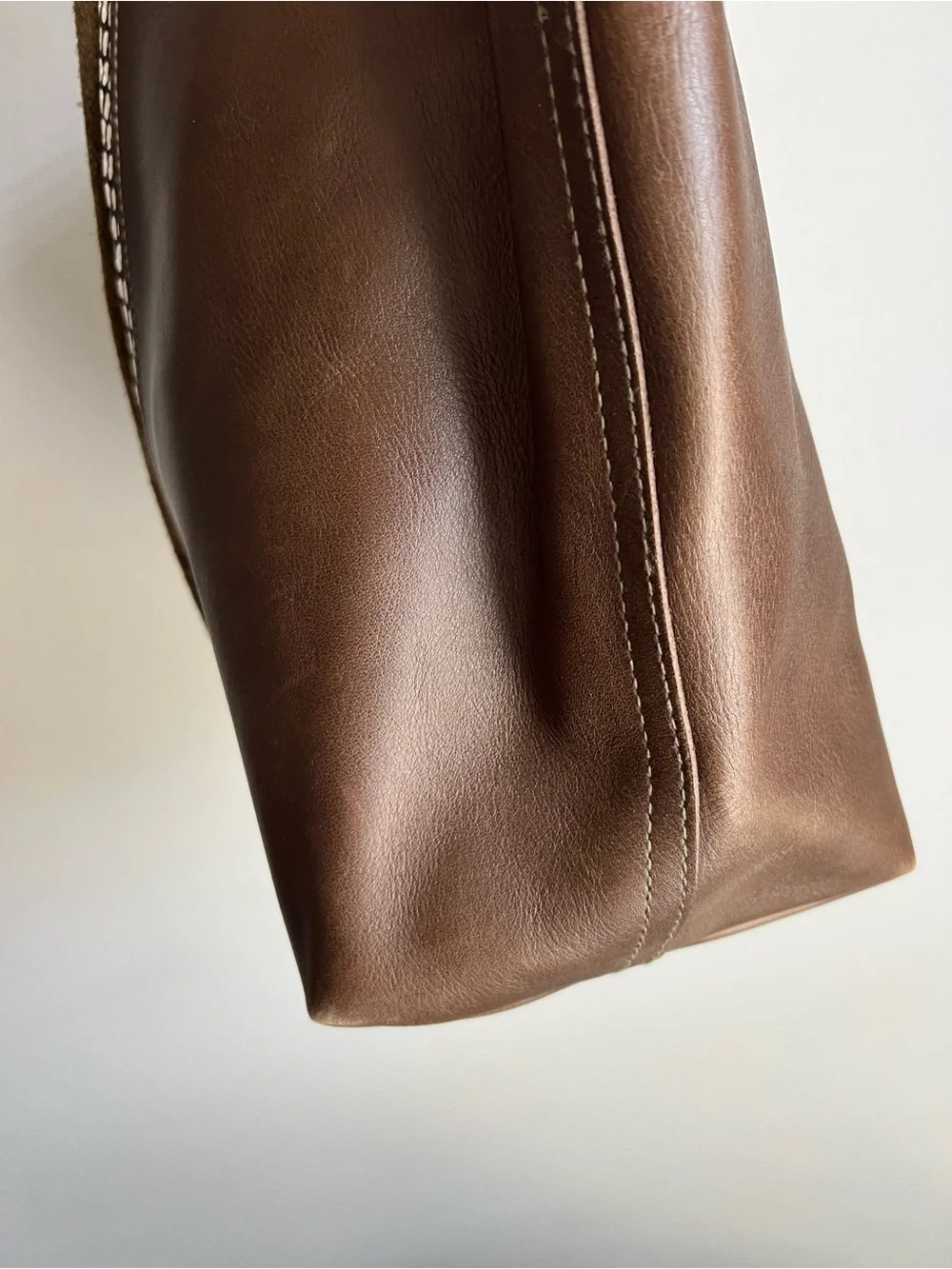 Brown Leather Tote Bag with Suede Accent